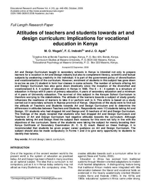 (PDF) Attitudes of teachers and students towards art and design ...