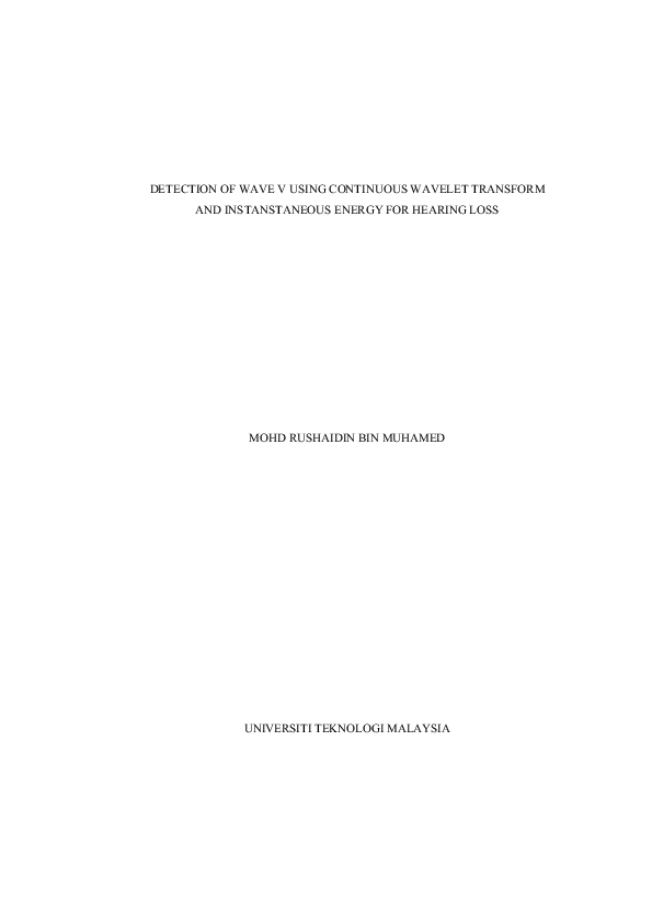(PDF) Detection of wave v using continuous wavelet transform and ...