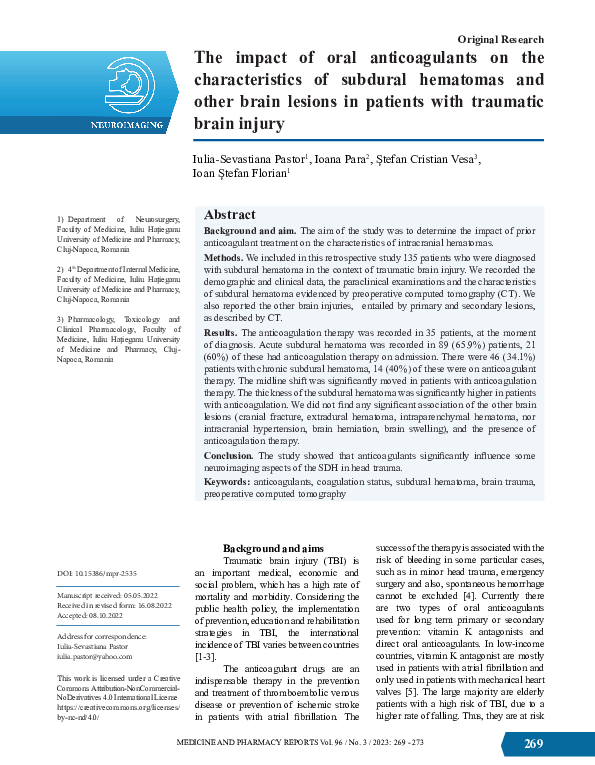 (PDF) The impact of oral anticoagulants on the characteristics of ...