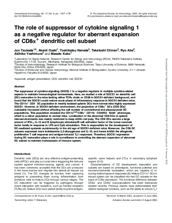 (PDF) The role of suppressor of cytokine signaling 1 as a negative ...