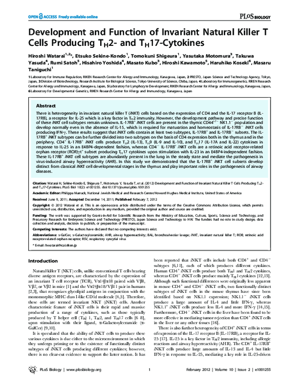 (PDF) Development and Function of Invariant Natural Killer T Cells ...