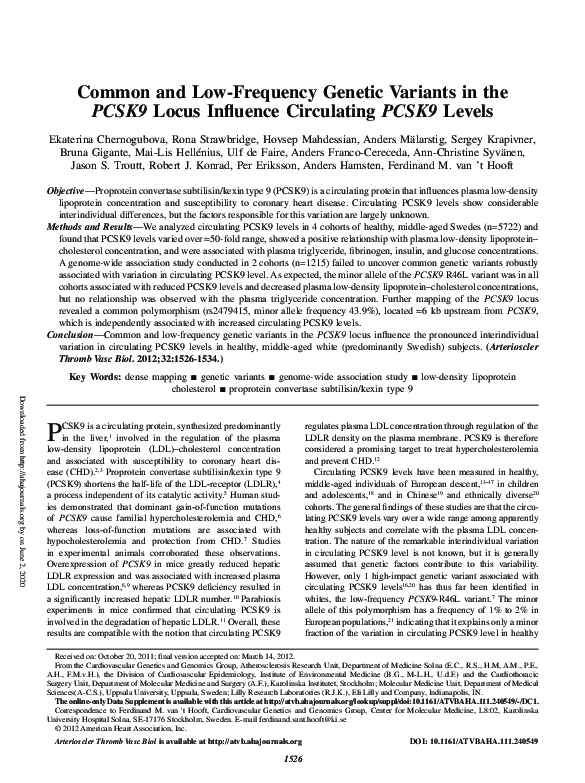 (PDF) Common and Low-Frequency Genetic Variants in the PCSK9 Locus ...
