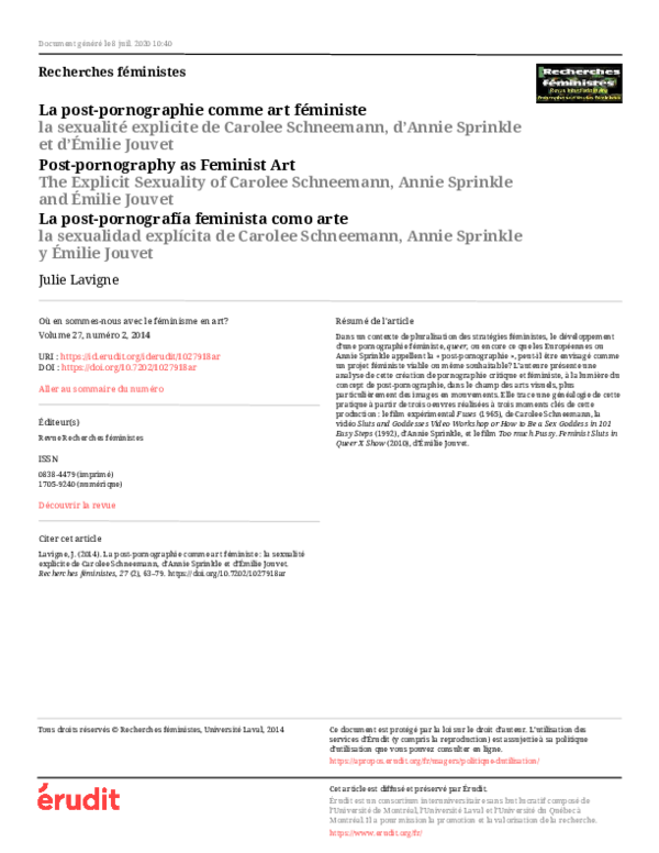 La post-pornographie comme art féministe