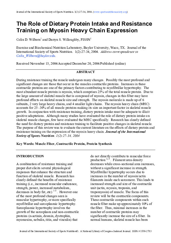 (PDF) The Role of Dietary Protein Intake and Resistance Training on ...