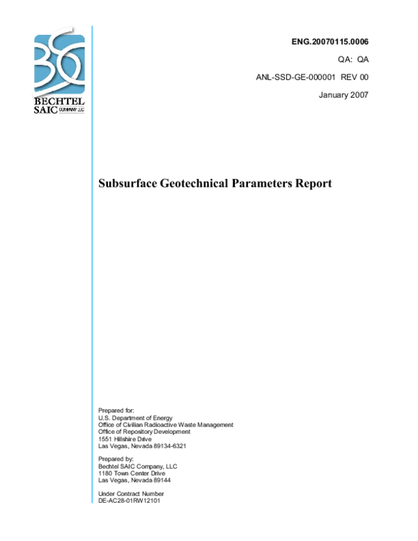 (PDF) Subsurface Geotechnical Parameters Report