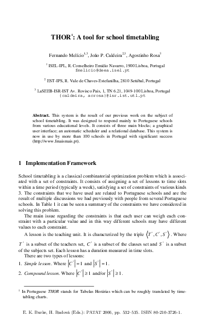(PDF) A tool for school timetabling