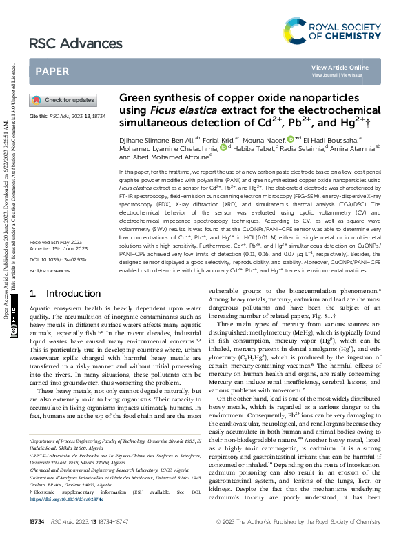 (PDF) Green synthesis of copper oxide nanoparticles using Ficus ...
