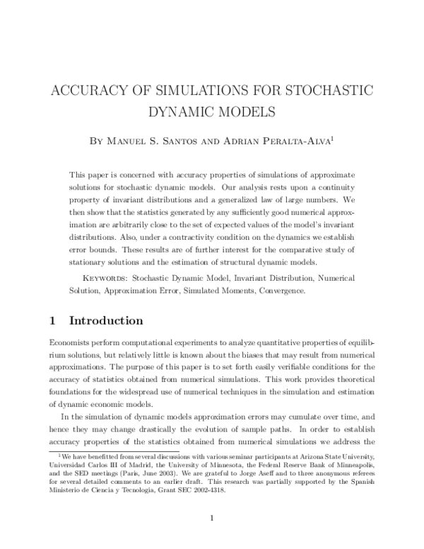 (PDF) Accuracy of Simulations for Stochastic Dynamic Models