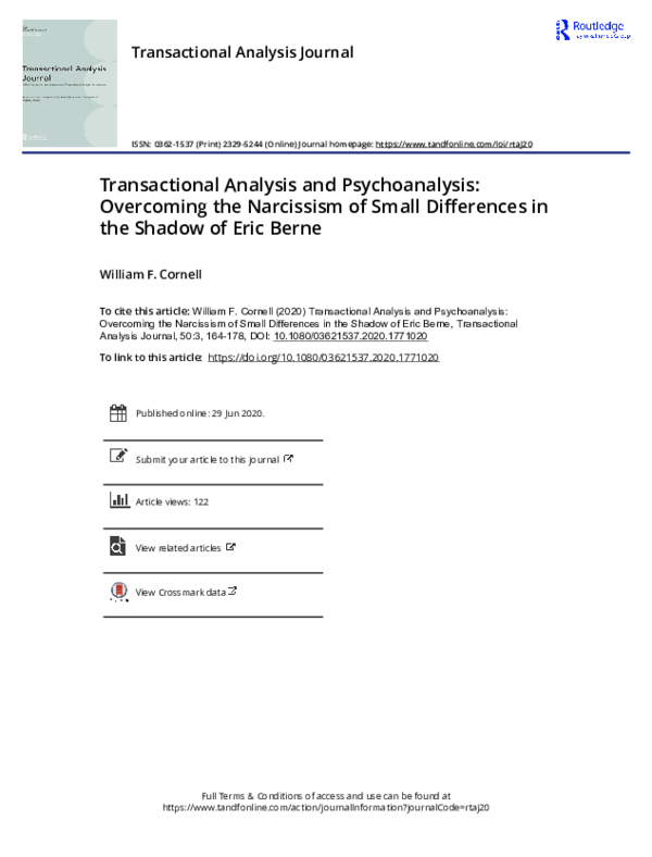 (PDF) Transactional Analysis and Psychoanalysis: Overcoming the ...