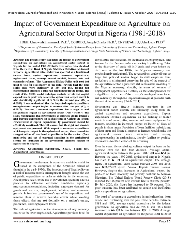 (PDF) Impact of Government Expenditure on Agricultural Value Chain in ...