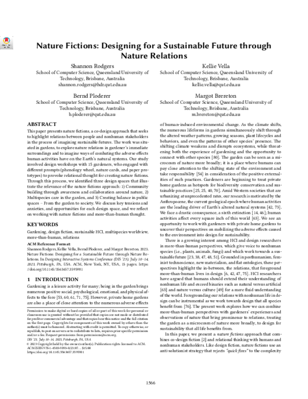 (PDF) Nature Fictions: Designing for a Sustainable Future through ...