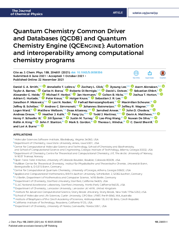 (PDF) Quantum Chemistry Common Driver and Databases (QCDB) and Quantum ...