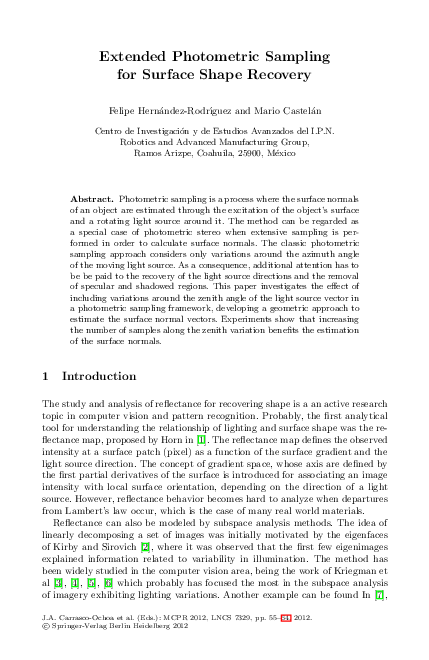 (PDF) Extended Photometric Sampling for Surface Shape Recovery