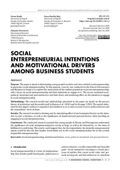 (PDF) Social entrepreneurial intentions and motivational drivers among ...