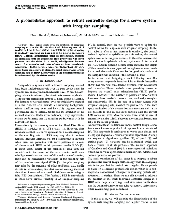 (PDF) A probabilistic approach to robust controller design for a servo ...