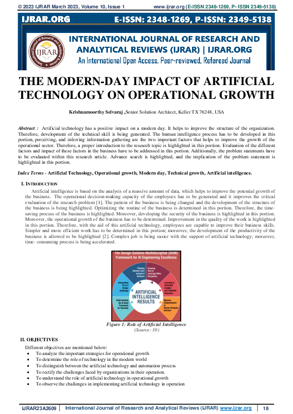 (PDF) THE MODERN-DAY IMPACT OF ARTIFICIAL TECHNOLOGY ON OPERATIONAL GROWTH