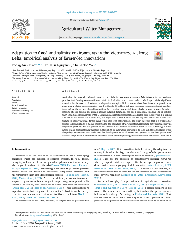 (PDF) Adaptation to flood and salinity environments in the Vietnamese ...