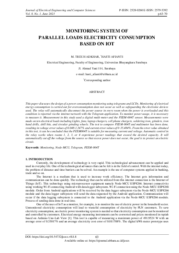 (PDF) Monitoring and Control System of Parallel Loads Electricity ...