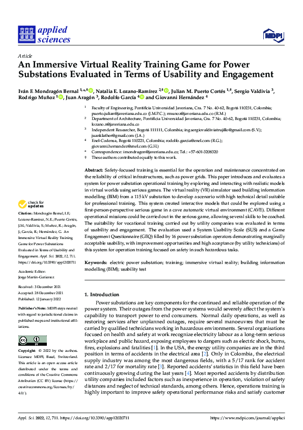 (PDF) An Immersive Virtual Reality Training Game for Power Substations ...