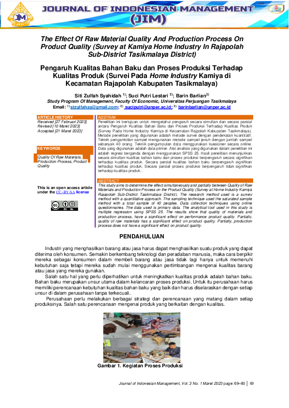 (PDF) The Effect Of Raw Material Quality And Production Process On ...