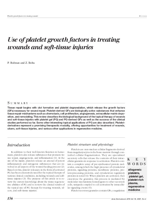 (PDF) Use of platelet growth factors in treating wounds and soft-tissue ...