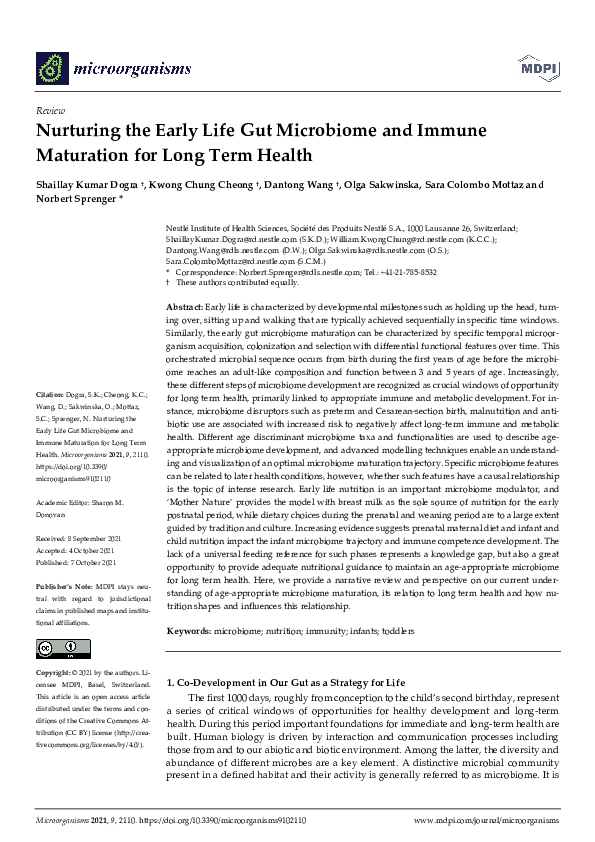 (PDF) Nurturing the Early Life Gut Microbiome and Immune Maturation for ...