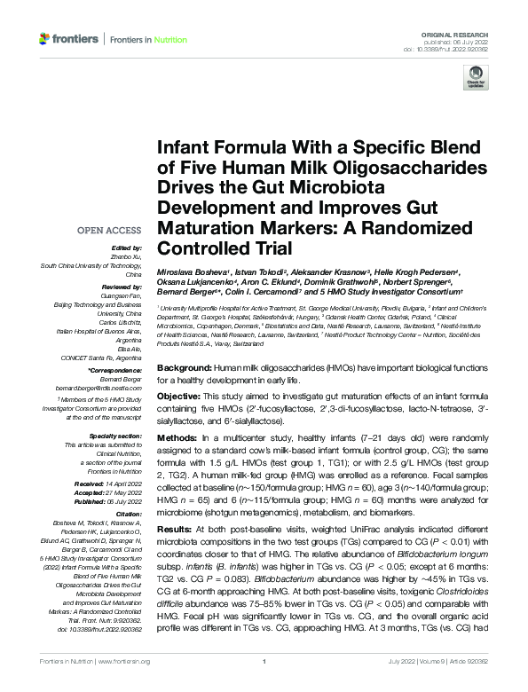 (PDF) Infant Formula With a Specific Blend of Five Human Milk ...