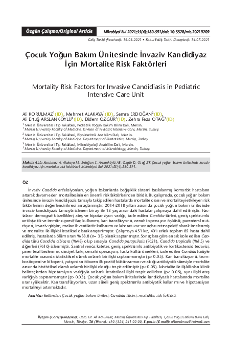(PDF) Mortality Risk Factors for Invasive Candidiasis in Pediatric ...