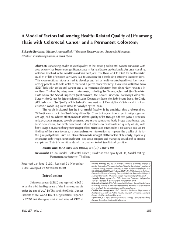 (PDF) Model of Factors Influencing Health-Related Quality of Life among ...