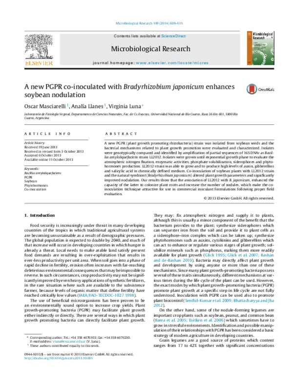 (PDF) A new PGPR co-inoculated with Bradyrhizobium japonicum enhances ...