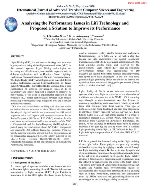 (PDF) Analyzing the Performance Issues in Lifi Technology and Proposed ...