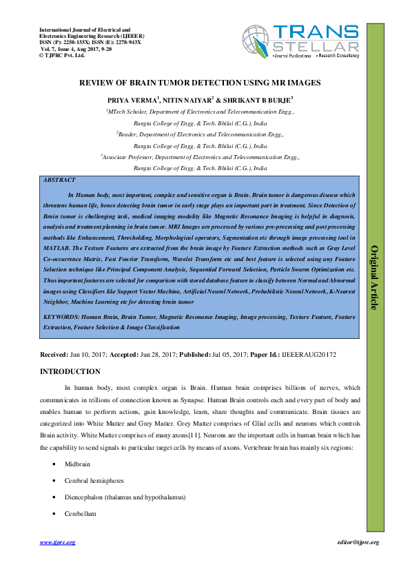 (PDF) Of Brain Tumor Detection Using MR Images