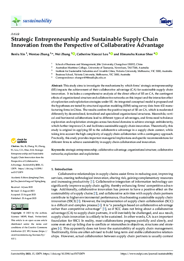 (PDF) Strategic Entrepreneurship and Sustainable Supply Chain ...