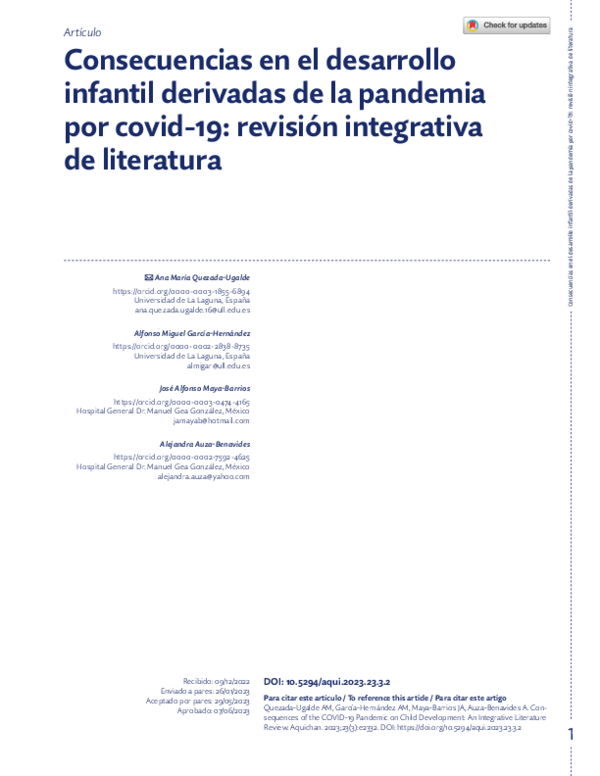 (PDF) Consecuencias en el desarrollo infantil derivadas de la pandemia ...