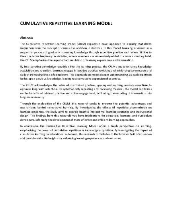 (PDF) Cumulative Repetitive Learning Model