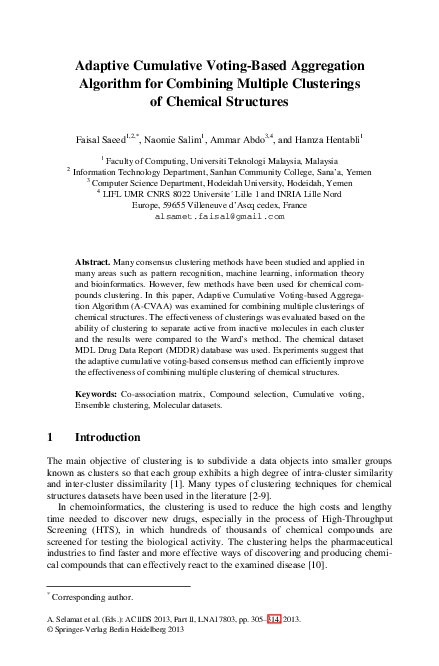(PDF) Adaptive Cumulative Voting-Based Aggregation Algorithm for ...