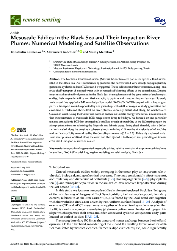 (PDF) Mesoscale Eddies in the Black Sea and Their Impact on River ...