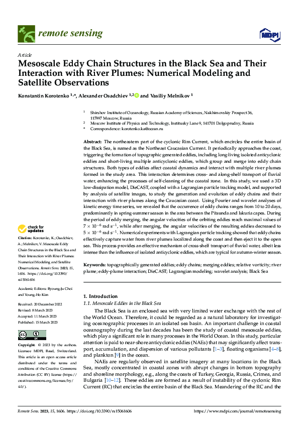 (PDF) Mesoscale Eddy Chain Structures in the Black Sea and Their ...