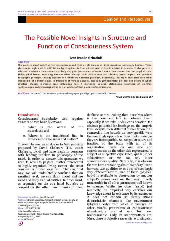 (PDF) The Possible Novel Insights in Structure and Function of ...