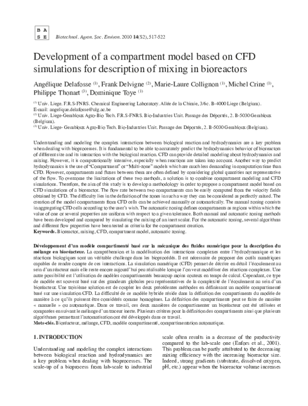 (PDF) CFD-based compartment model for description of mixing in bioreactors