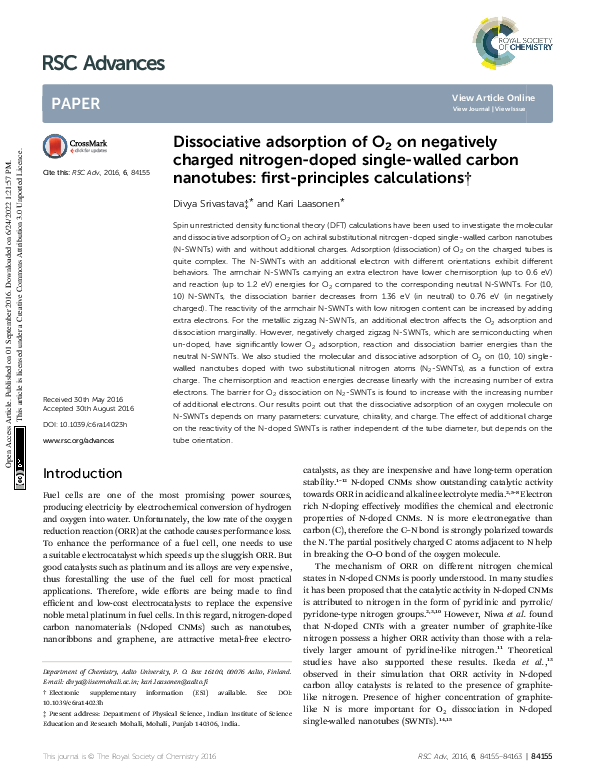 (PDF) Dissociative adsorption of O2 on negatively charged nitrogen ...