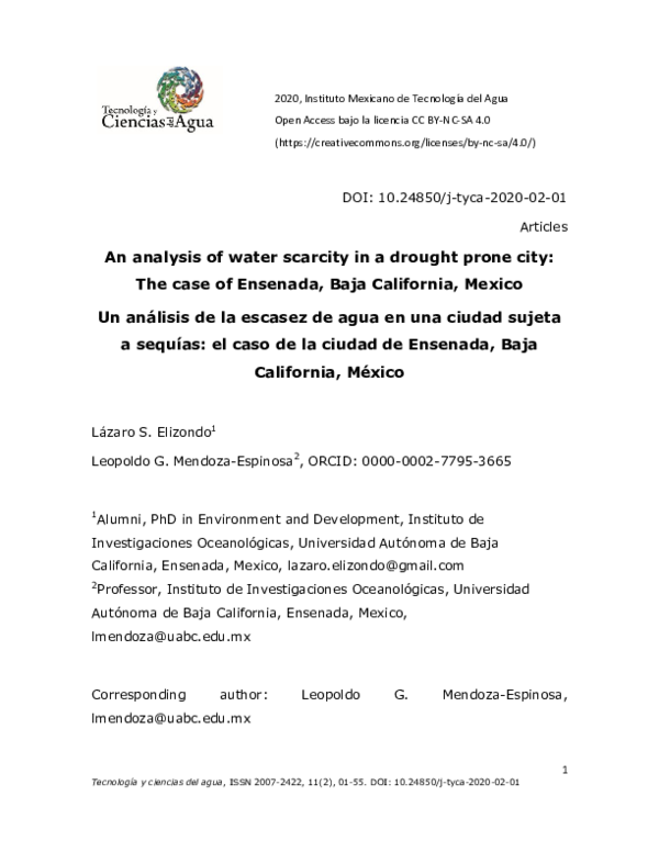 (PDF) An analysis of water scarcity in a drought prone city: The case ...