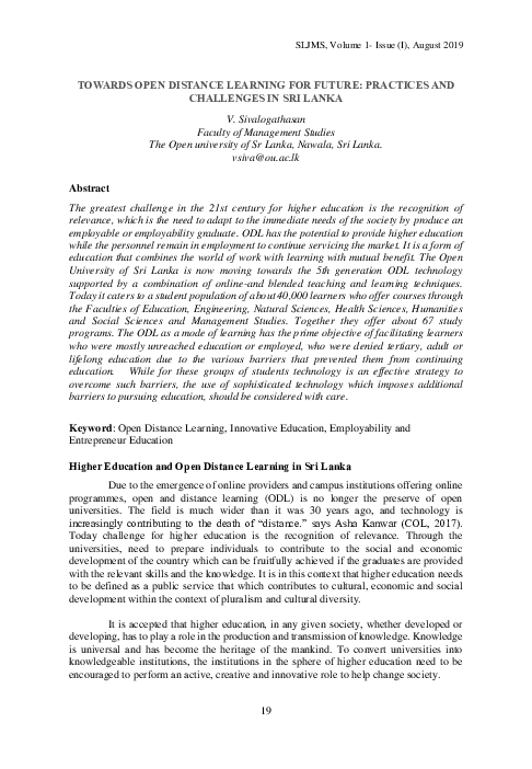 (PDF) Towards Open Distance Learning for Future: Practices and ...