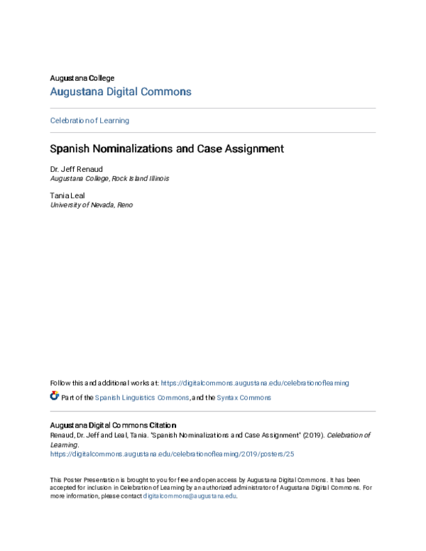 (PDF) Spanish Nominalizations and Case Assignment