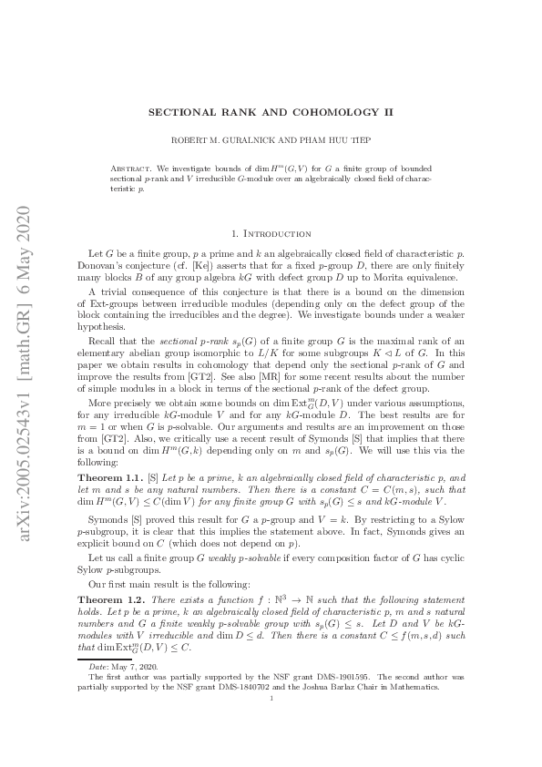 (PDF) Sectional rank and Cohomology II