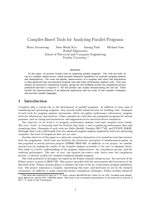 (PDF) Compiler-based tools for analyzing parallel programs
