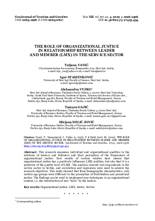 (PDF) The Role of Organizational Justice in Relationship Between Leader ...