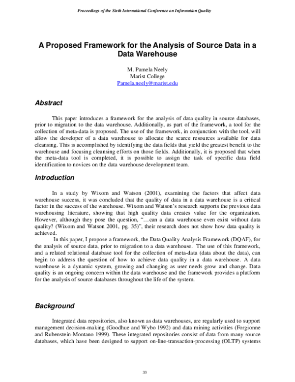 (PDF) A Proposed framework for the analysis of source data in a data ...