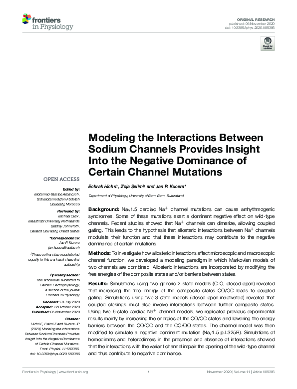 (PDF) Modeling the Interactions Between Sodium Channels Provides ...