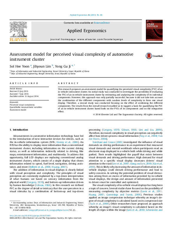 (PDF) Assessment model for perceived visual complexity of automotive ...